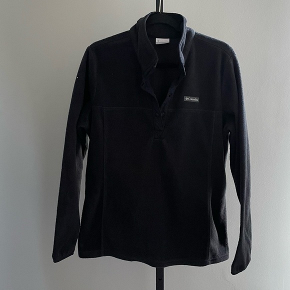 Columbia Half Button Black Fleece Size Large - Picture 1 of 4